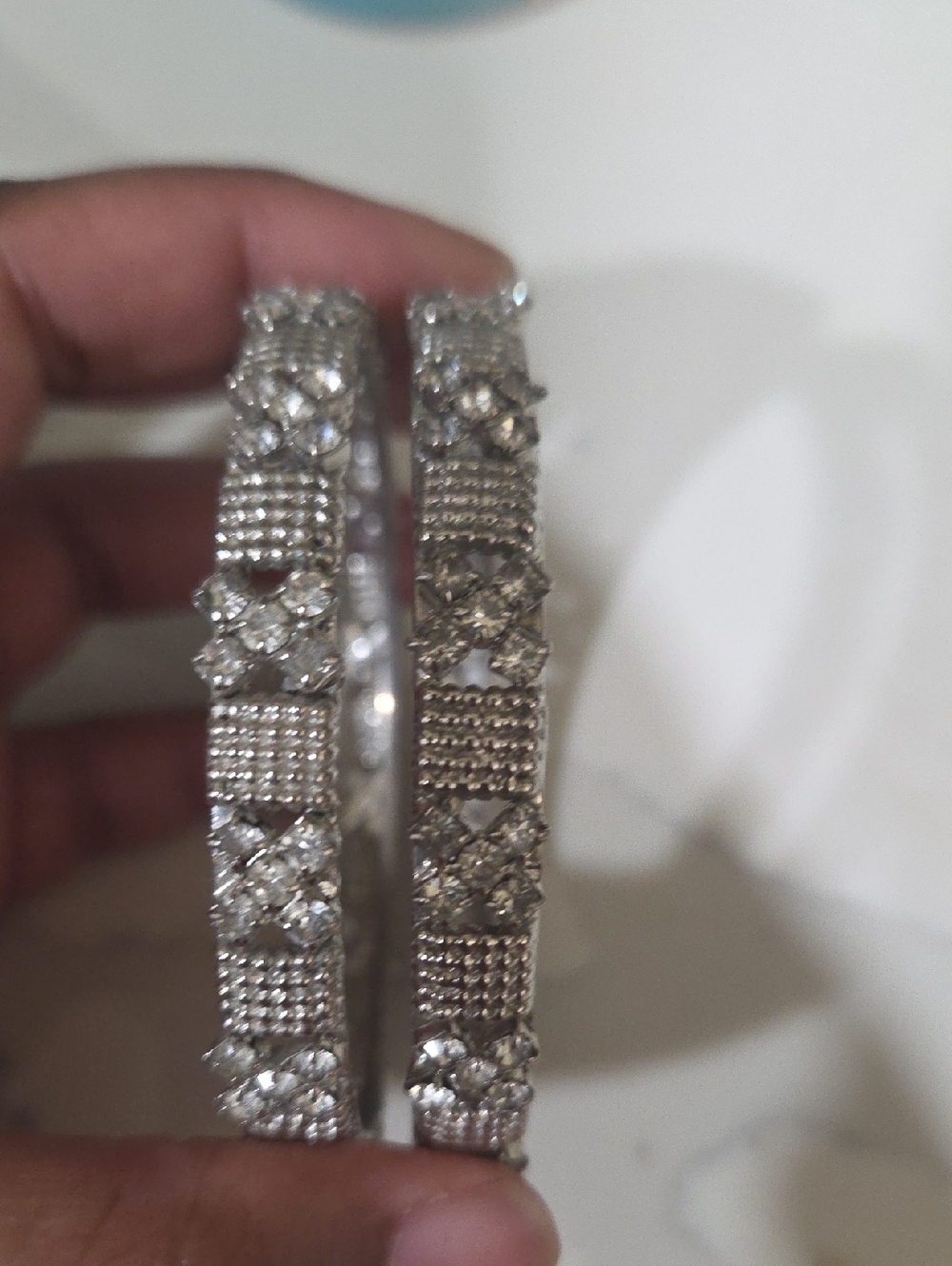 Sparkling Silver Crystal Bangle Bracelets - Women Jewelry